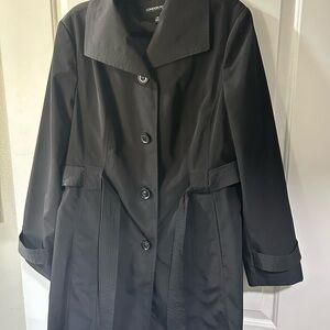 London Fog Black Belted Trench Coat. Size XL.